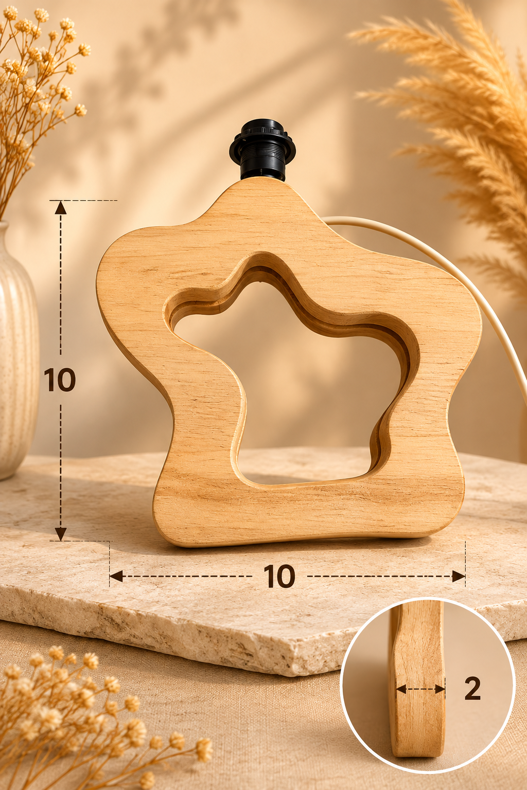 Abstract Wooden Table Lamp (10")