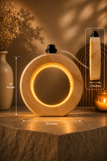 Wooden Ring Halo Table Lamp (10")