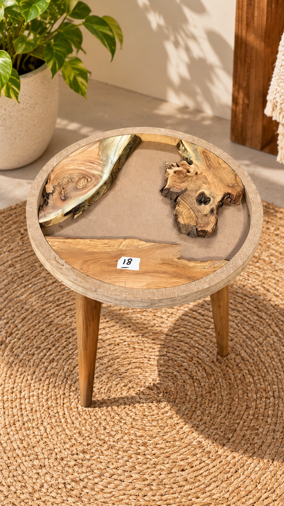 16" Framed Round River Table with Wooden Legs [Style 18]