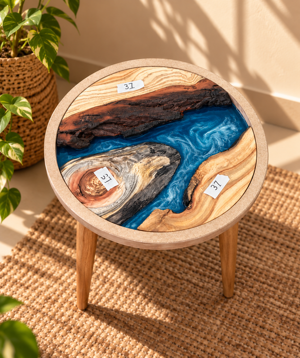 16" Framed Round River Table with Wooden Legs [Style 37]
