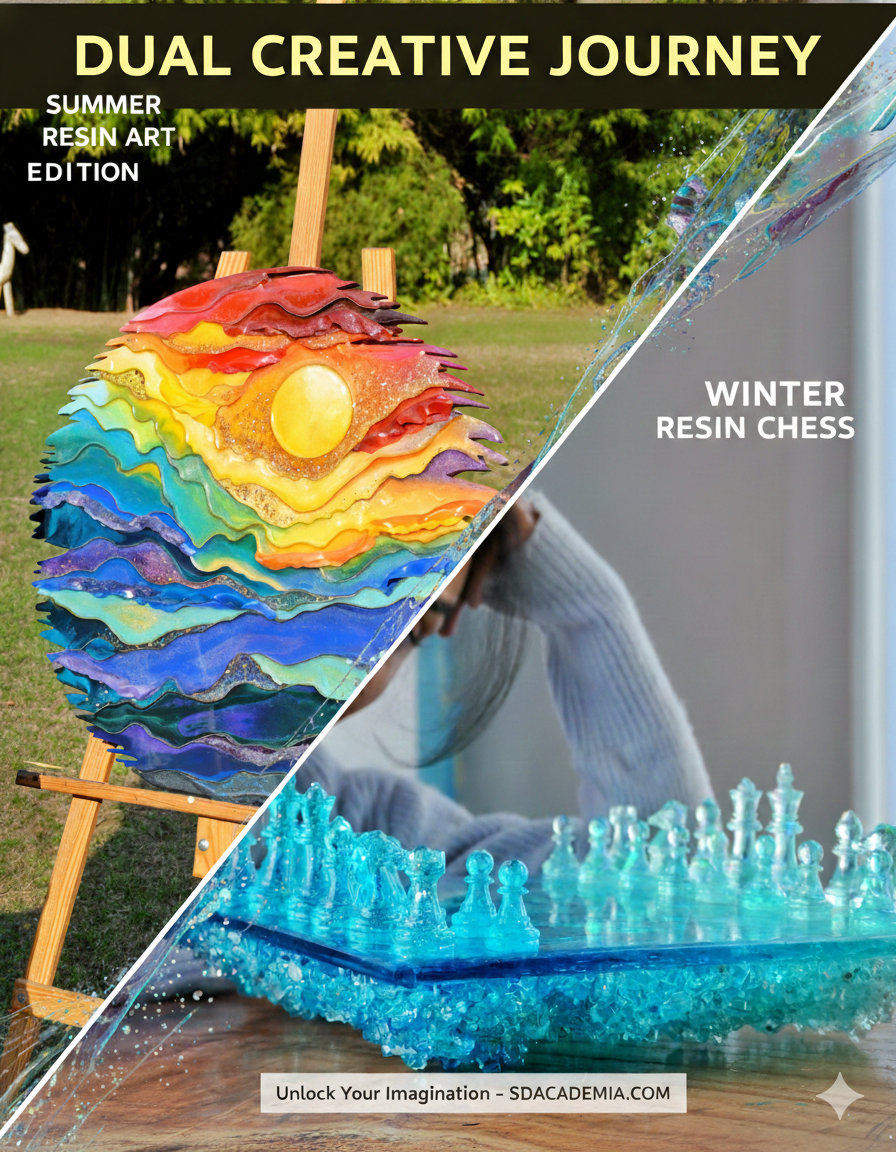 Combo -The Horizon: Resin Wall Decor & Frozen Resin Crystal Chess