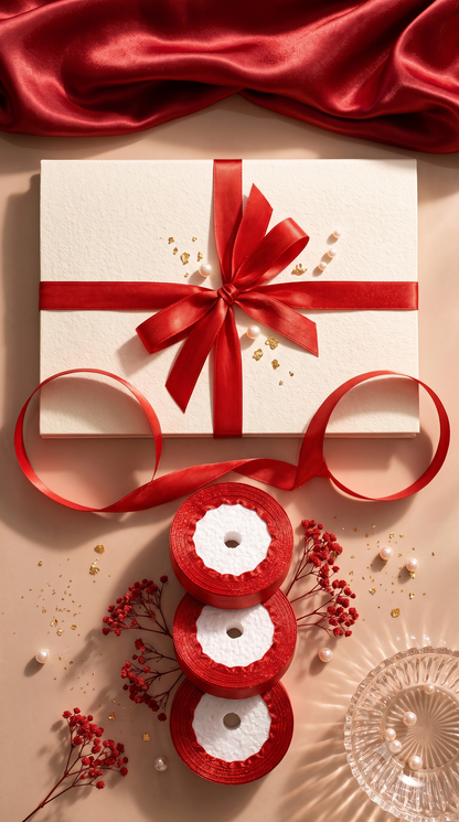 1 Inch Red Satin Ribbon (25 Yards) | Premium Craft & Wrapping Ribbon