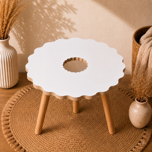 Wavy Round with Center Hole Acrylic MDF Table