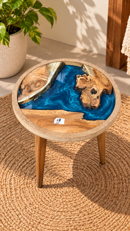 16" Framed Round River Table with Wooden Legs [Style 18]