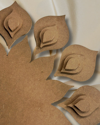 Royal Feather Rangoli MDF Structure - Set Of 5
