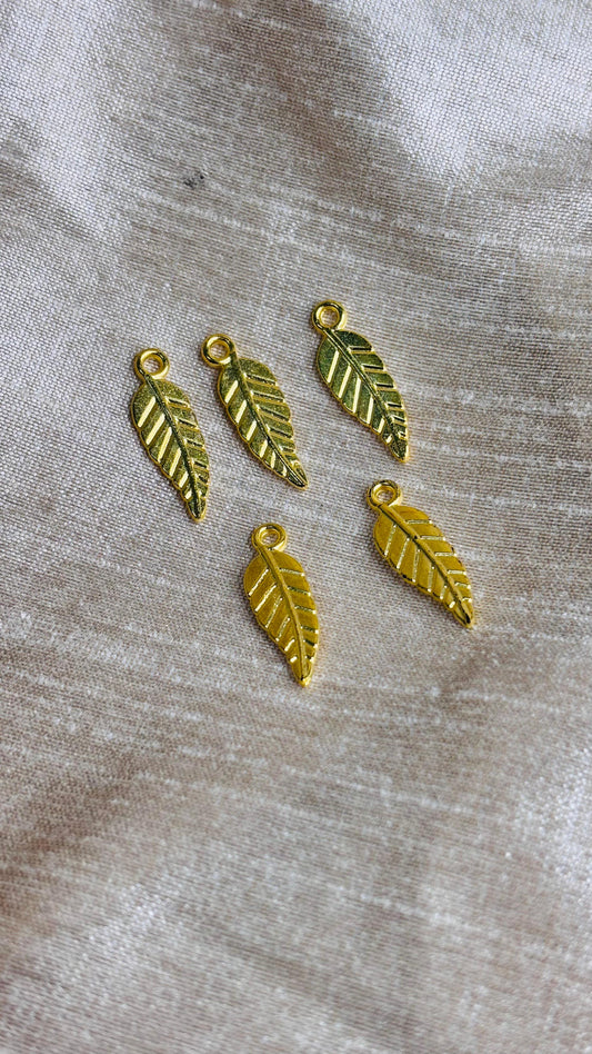 Golden Leaf Charm - Set Of 5