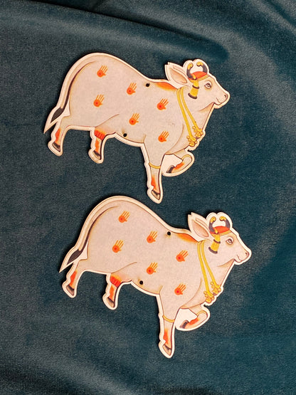 Cow Printed MDF Cutout- set of 2