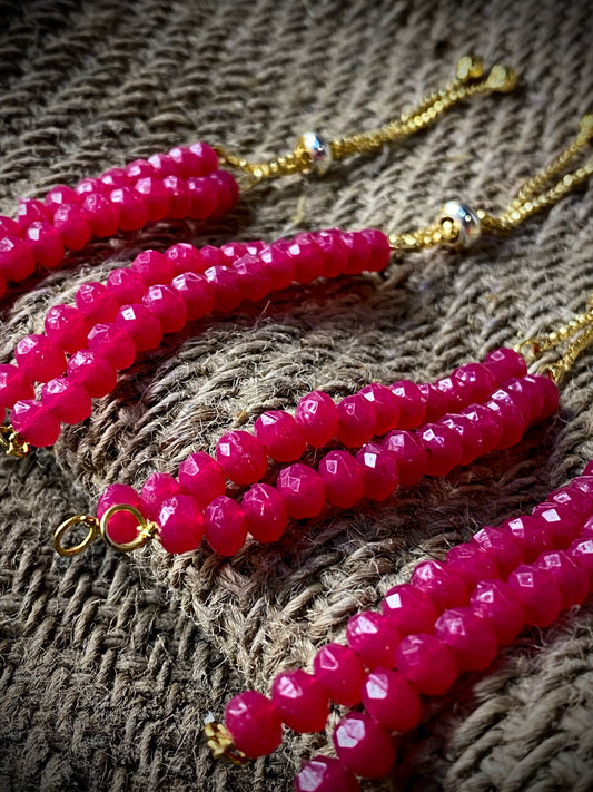 Dark Pink Bracelet Set - 4 Adjustable Bracelets