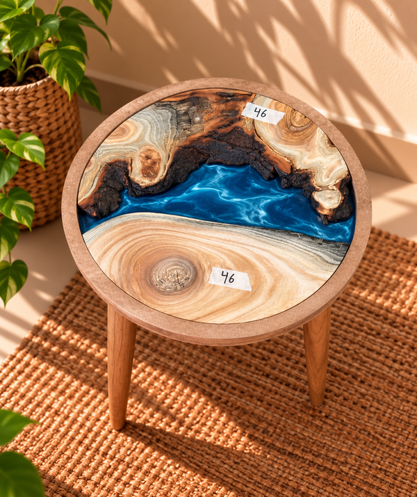 16" Framed Round River Table with Wooden Legs [Style 46]