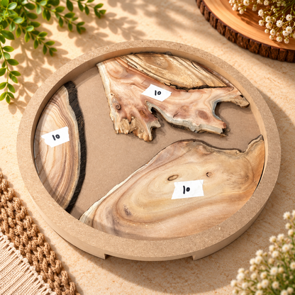 14" Round Resin Pouring Tray with Wooden Logs [Style 10]