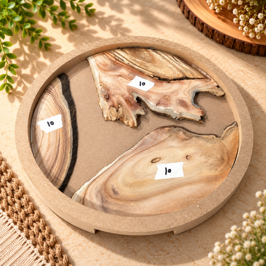 14" Round Resin Pouring Tray with Wooden Logs [Style 10]