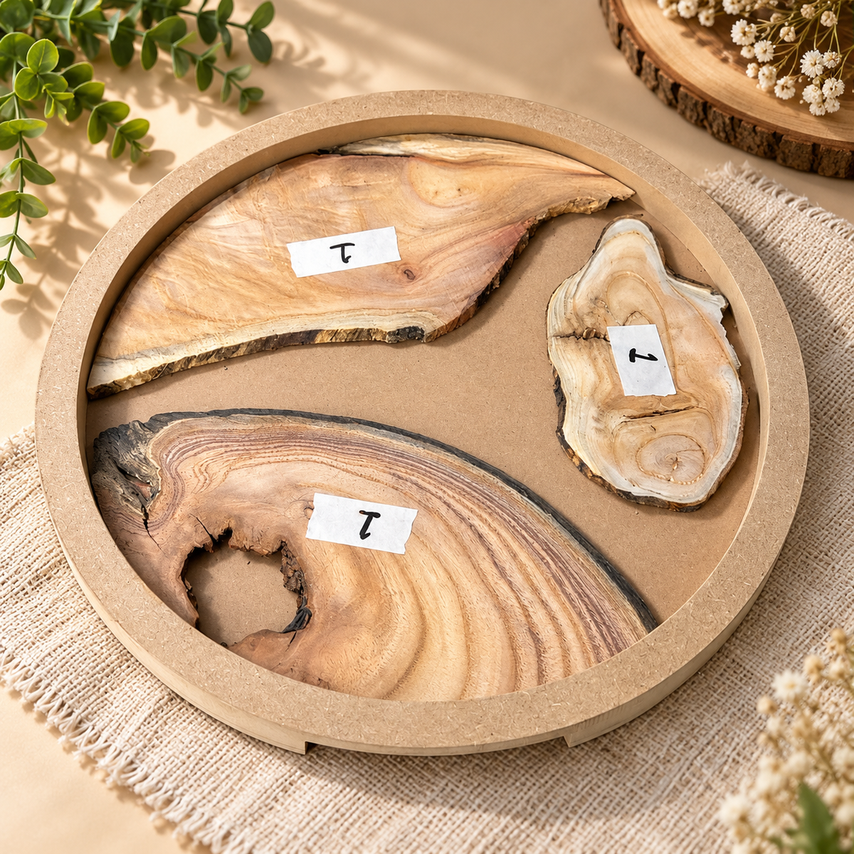 14" Round Resin Pouring Tray with Wooden Logs [Style 1]