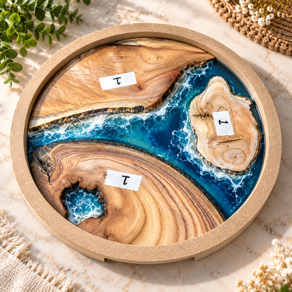 14" Round Resin Pouring Tray with Wooden Logs [Style 1]