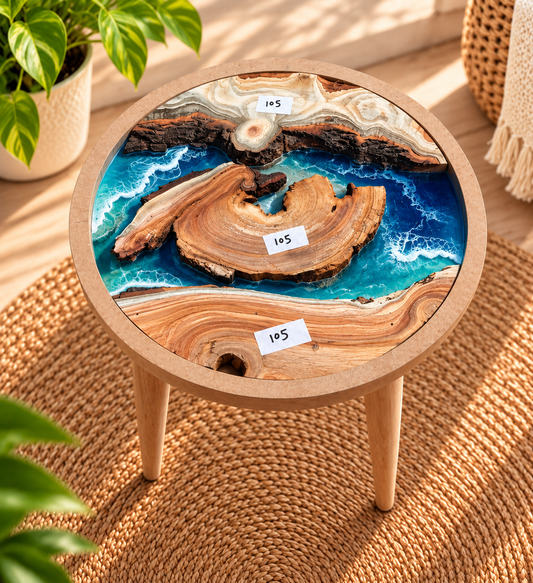 16" Framed Round River Table with Wooden Legs [Style 105]