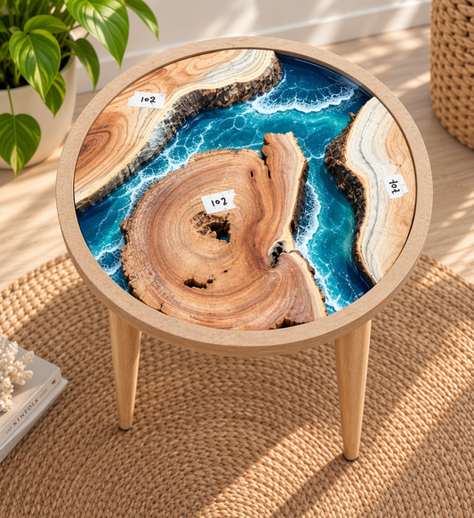 16" Framed Round River Table with Wooden Legs [Style 102]