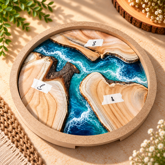 14" Round Resin Pouring Tray with Wooden Logs [Style 8]