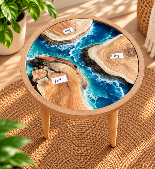 16" Framed Round River Table with Wooden Legs [Style 104]