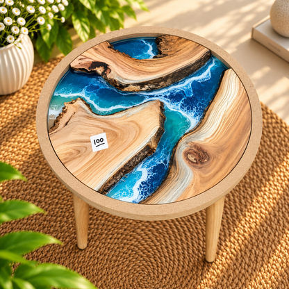 16" Framed Round River Table with Wooden Legs [Style 100]