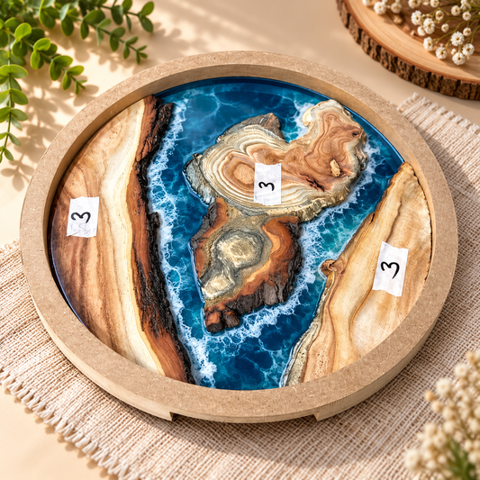 14" Round Resin Pouring Tray with Wooden Logs [Style 3]