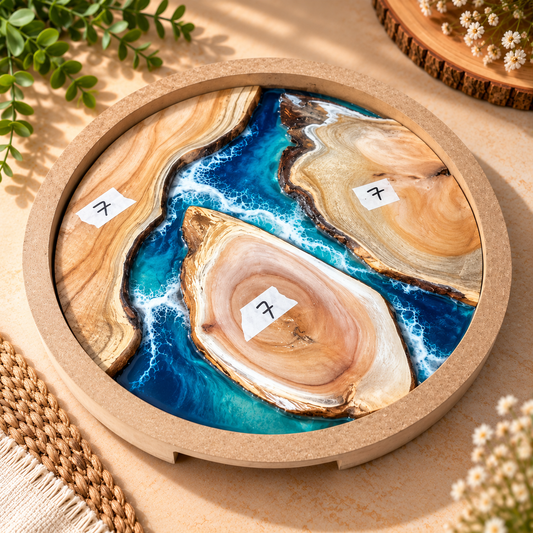 14" Round Resin Pouring Tray with Wooden Logs [Style 7]