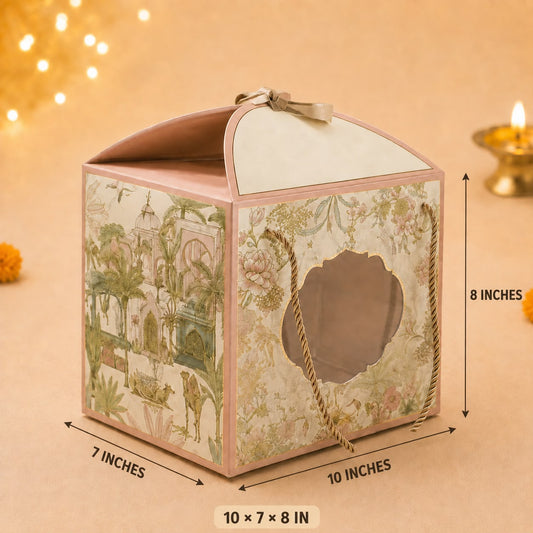 Heritage Royal Palace Arch-Top Hamper Box with Gold Rope Handles (10 x 7 x 8 Inches)