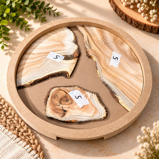 14" Round Resin Pouring Tray with Wooden Logs [Style 5]