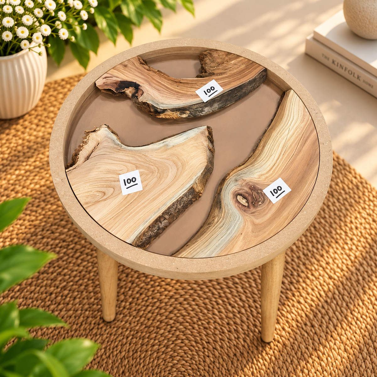 16" Framed Round River Table with Wooden Legs [Style 100]