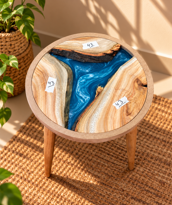 16" Framed Round River Table with Wooden Legs [Style 43]