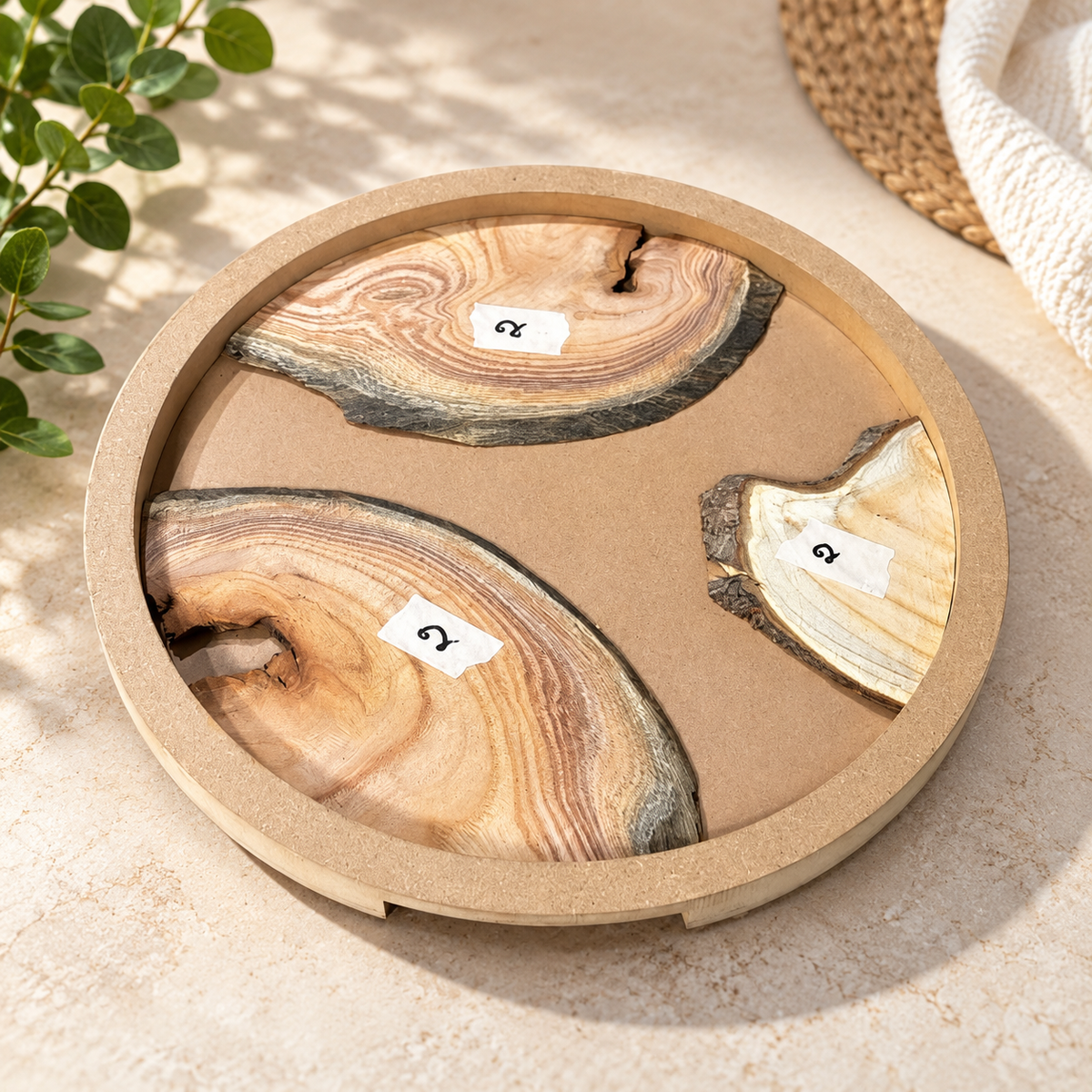 14" Round Resin Pouring Tray with Wooden Logs [Style 2]