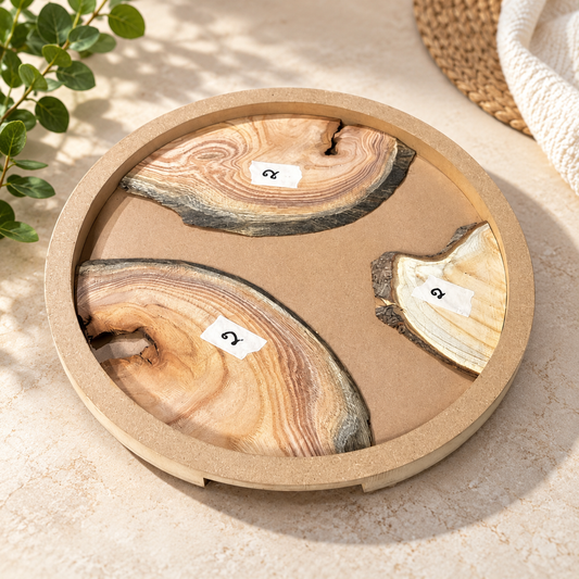 14" Round Resin Pouring Tray with Wooden Logs [Style 2]