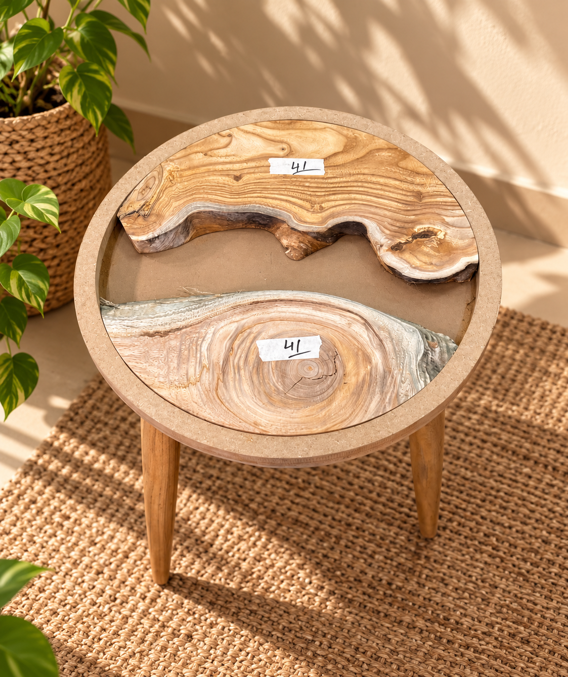 16" Framed Round River Table with Wooden Legs [Style 41]