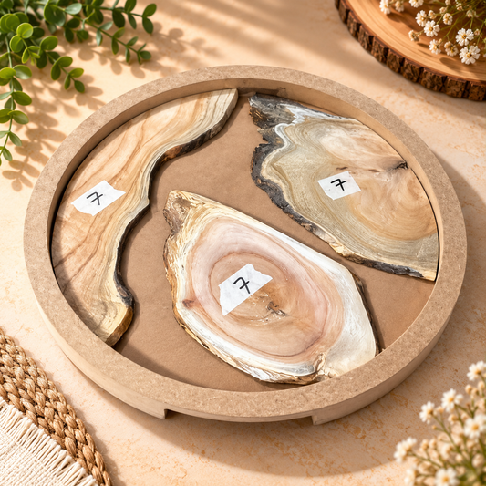 14" Round Resin Pouring Tray with Wooden Logs [Style 7]