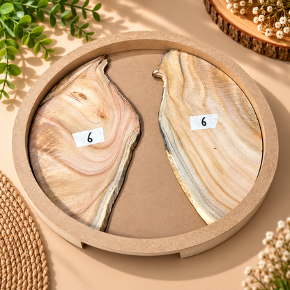 14" Round Resin Pouring Tray with Wooden Logs [Style 6]