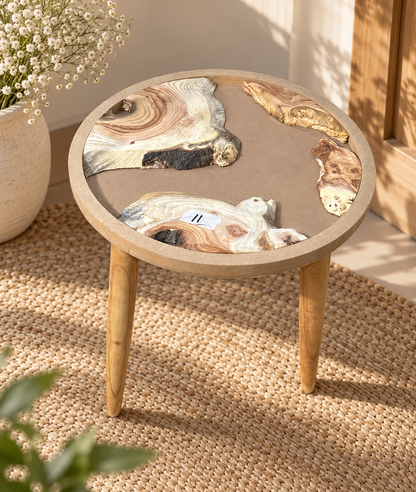 16" Framed Round River Table with Wooden Legs [Style 11]