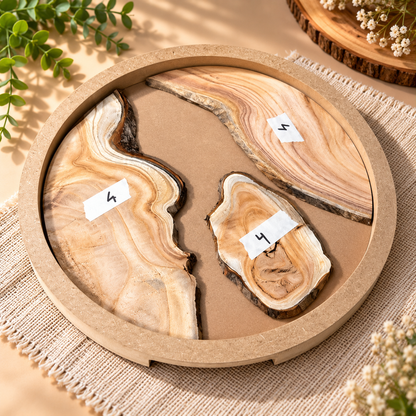 14" Round Resin Pouring Tray with Wooden Logs [Style 4]