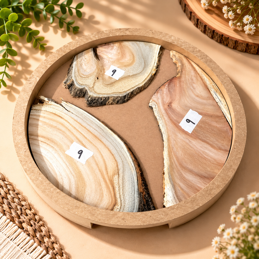 14" Round Resin Pouring Tray with Wooden Logs [Style 9]