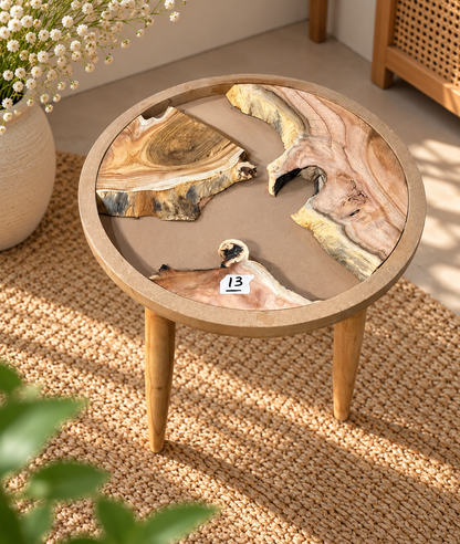 16" Framed Round River Table with Wooden Legs [Style 13]