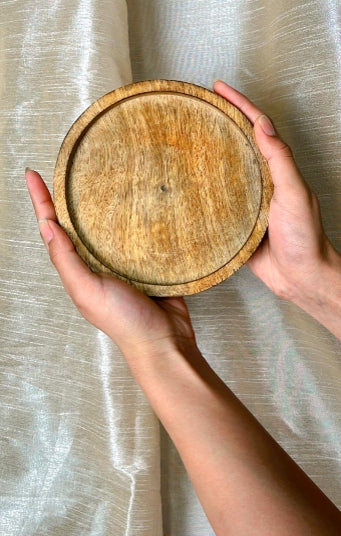 Round Wooden Tray - 8 Inches