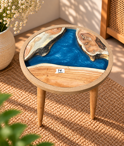 16" Framed Round River Table with Wooden Legs [Style 14]