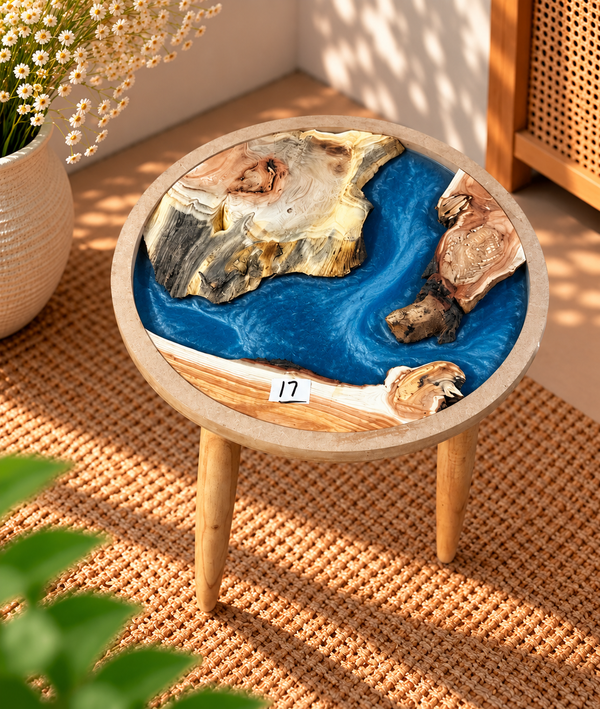 16" Framed Round River Table with Wooden Legs [Style 17]