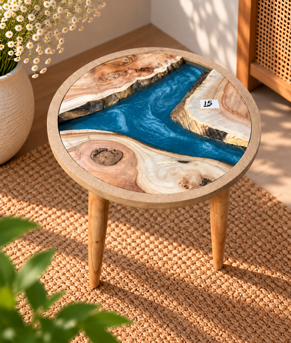 16" Framed Round River Table with Wooden Legs [Style 15]