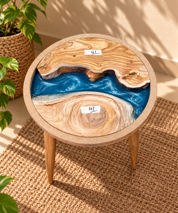 16" Framed Round River Table with Wooden Legs [Style 41]
