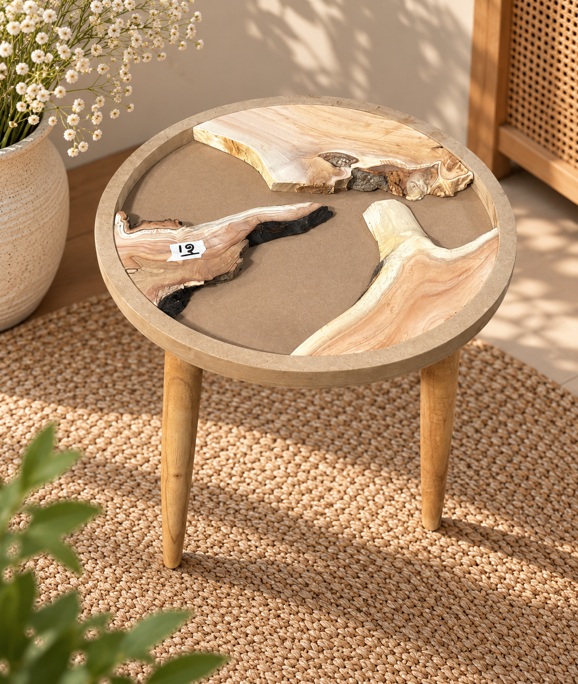 16" Framed Round River Table with Wooden Legs [Style 12]