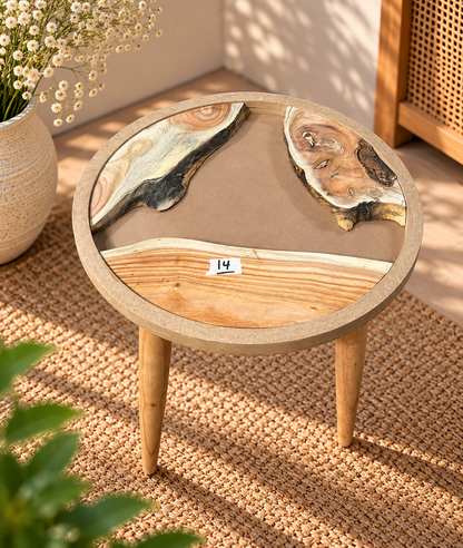 16" Framed Round River Table with Wooden Legs [Style 14]