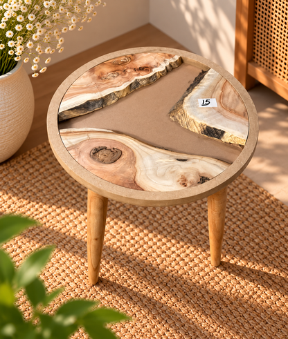 16" Framed Round River Table with Wooden Legs [Style 15]