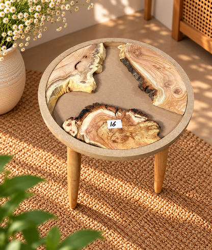 16" Framed Round River Table with Wooden Legs [Style 16]