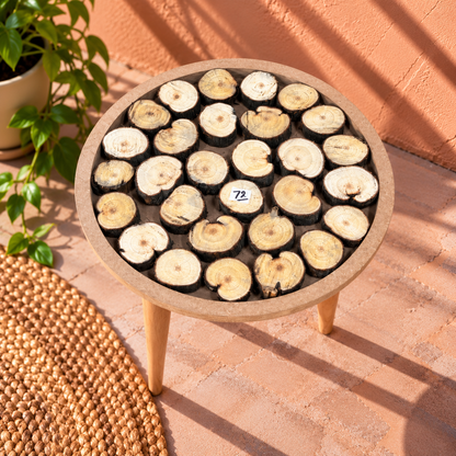 16" Framed Round Wood Slice Table with Wooden Legs [Style 72]