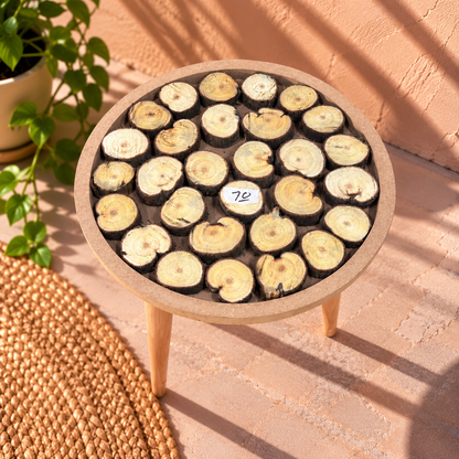 16" Framed Round Wood Slice Table with Wooden Legs [Style 70]