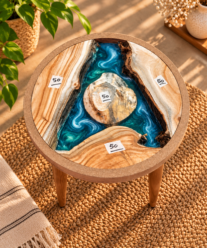 16" Framed Round River Table with Wooden Legs [Style 50]
