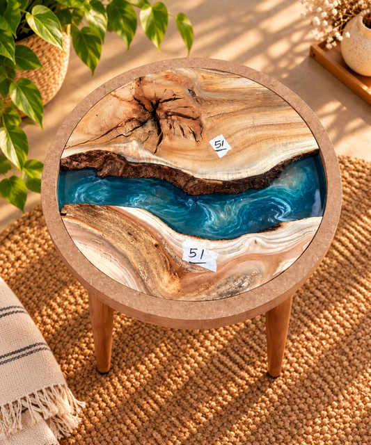 16" Framed Round River Table with Wooden Legs [Style 51]